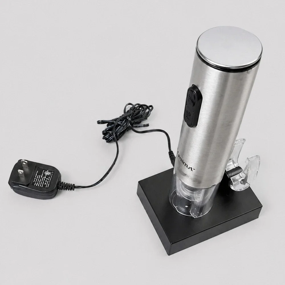 Secura Electric Wine Opener SWO-3N Stainless Steel Rechargeable with Base Silver